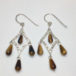 Sterling Silver & Tigers Eye Chandelier Earrings